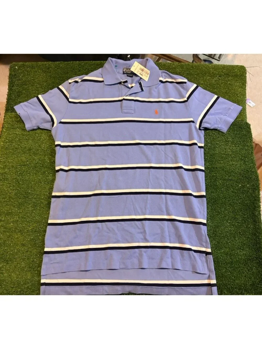 Vintage Polo Ralph Lauren polo mens large blue white deadstock new short sleeve